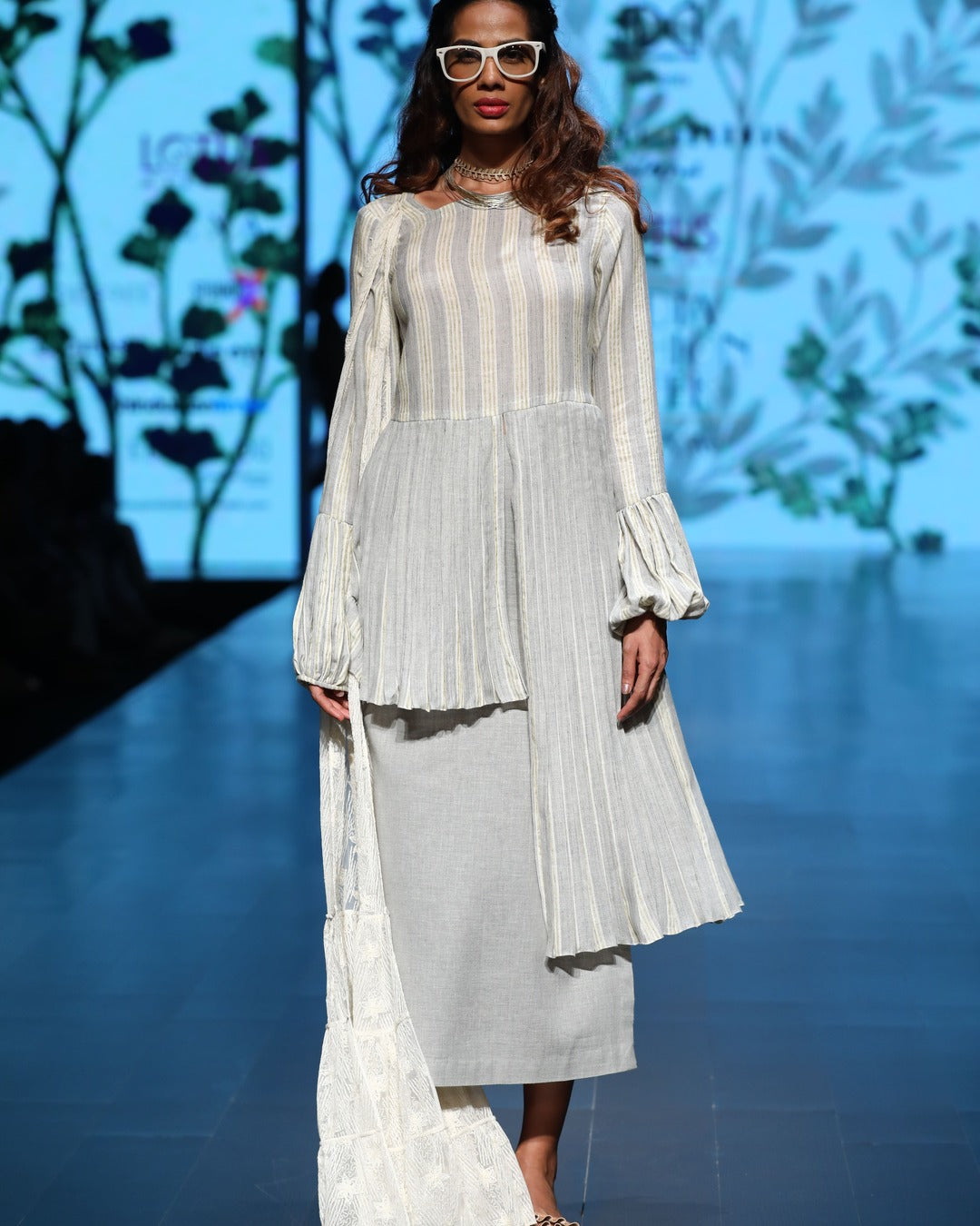Assymetric Pleated Top with Skirt