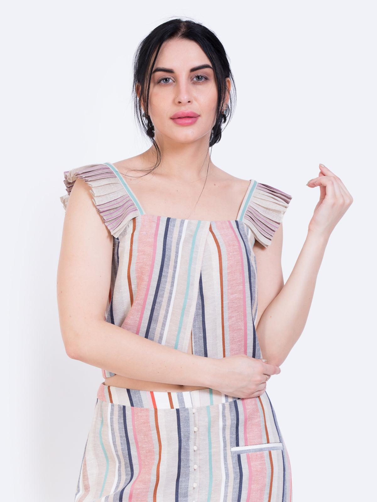 Pleated sleeve top