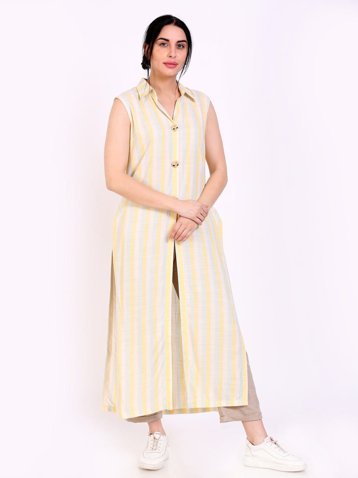 long collar neck tunic top