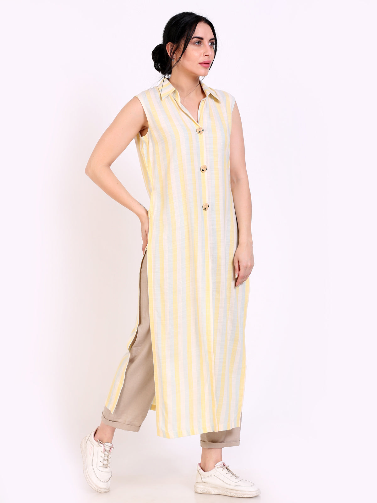 long collar neck tunic top