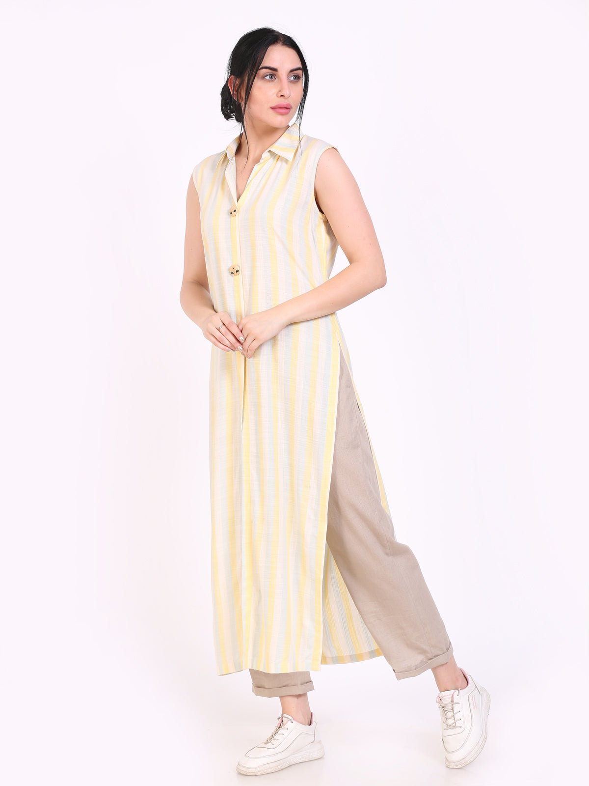 long collar neck tunic top
