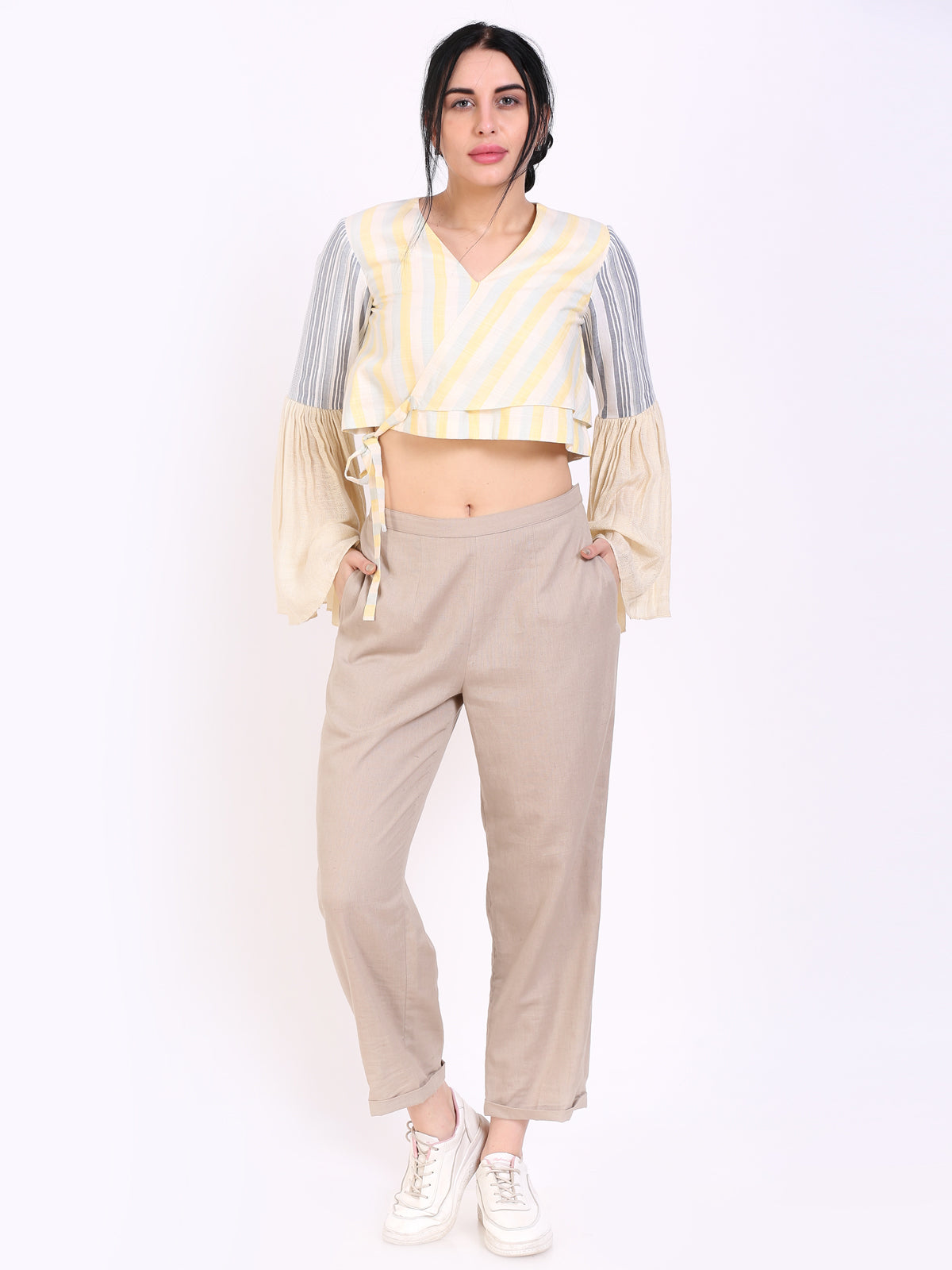 loose straight folded pants