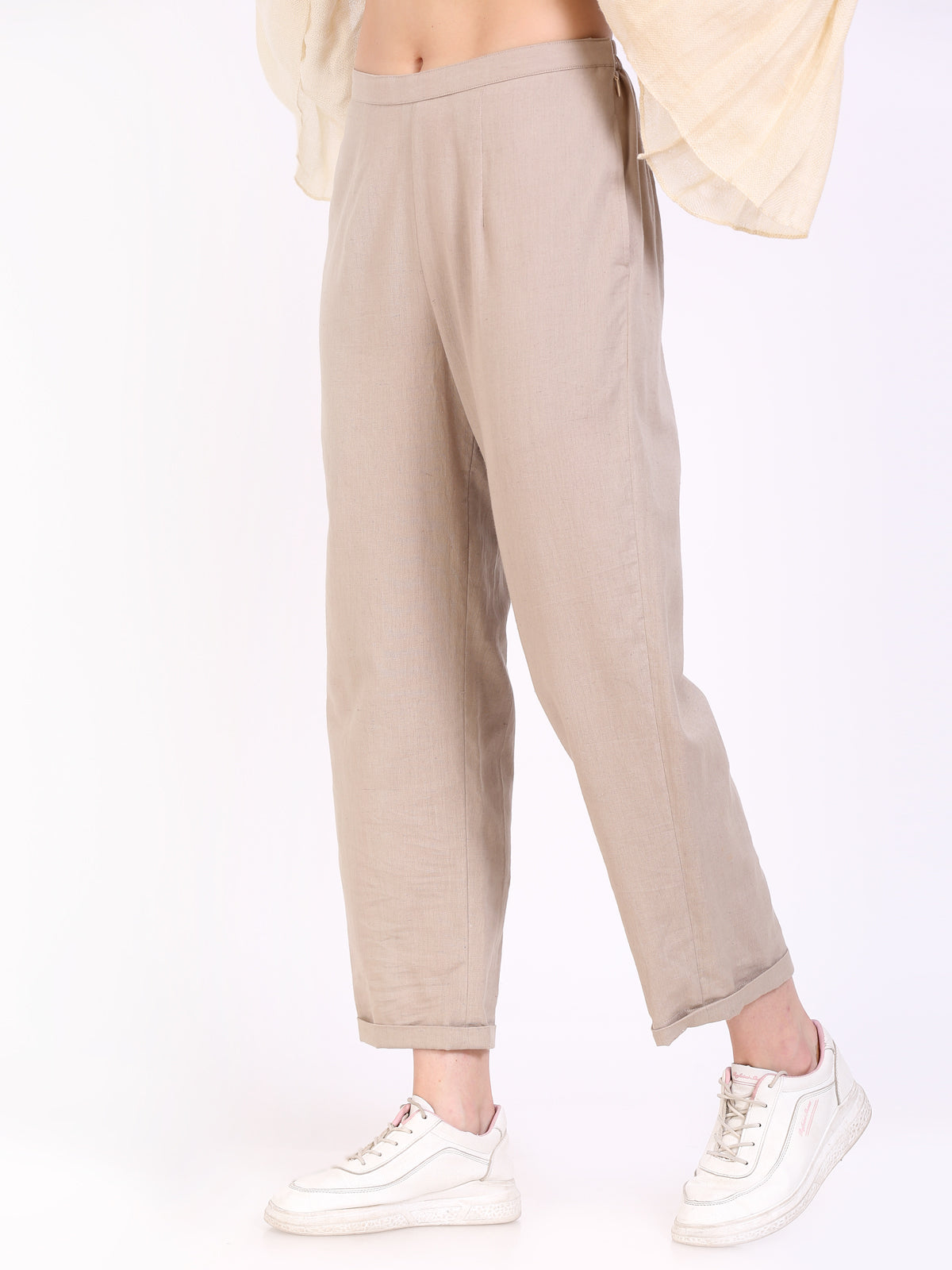 loose straight folded pants