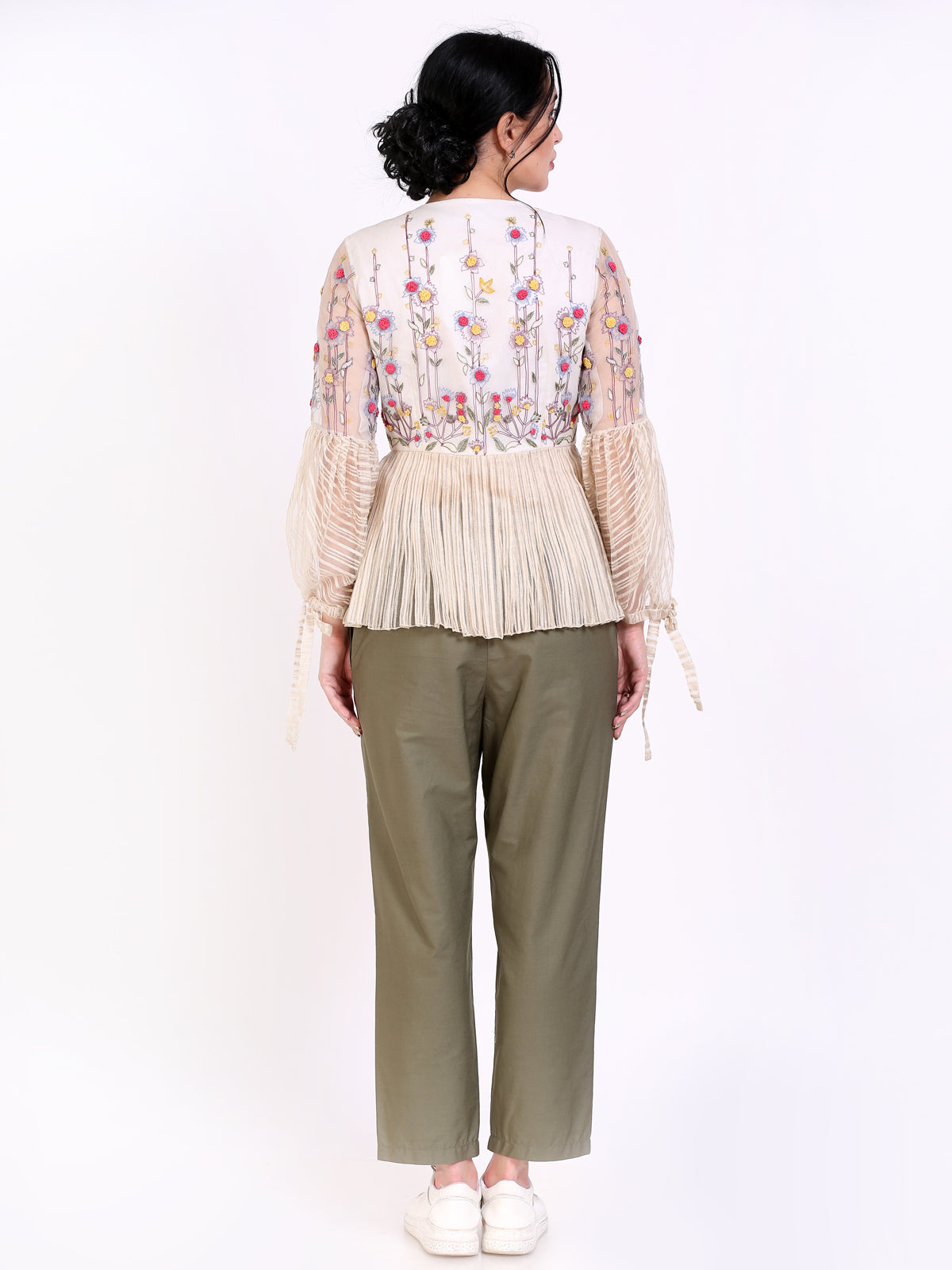 EMBROIDERED PEPLUM CROP TOP