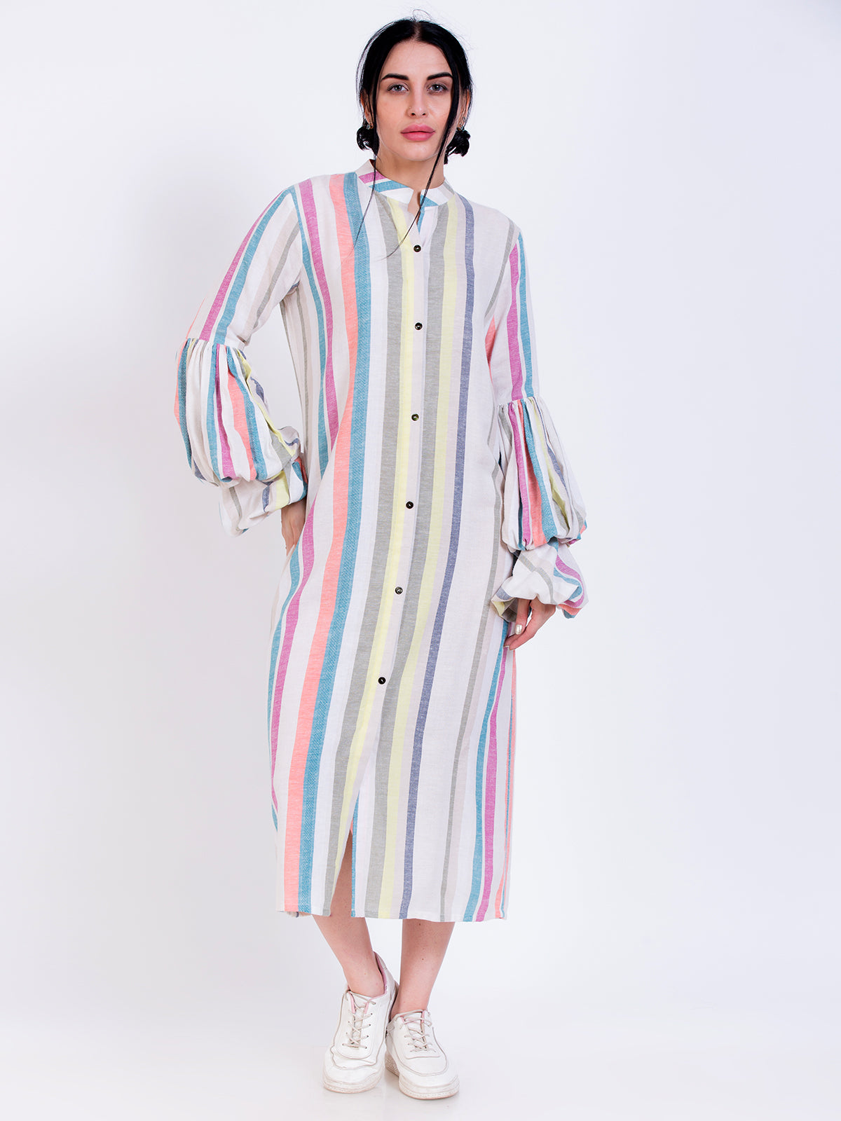 Half band collar dress