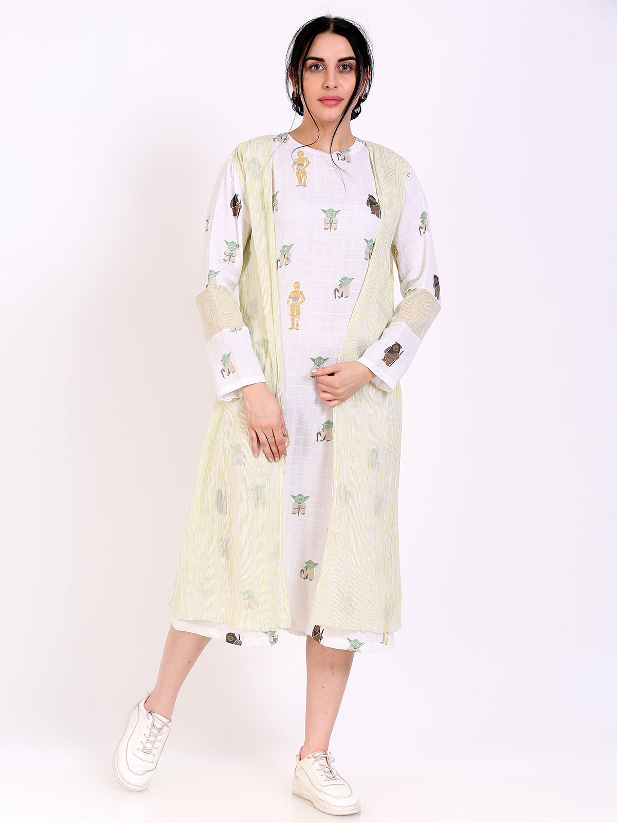 Round neck printed dress
