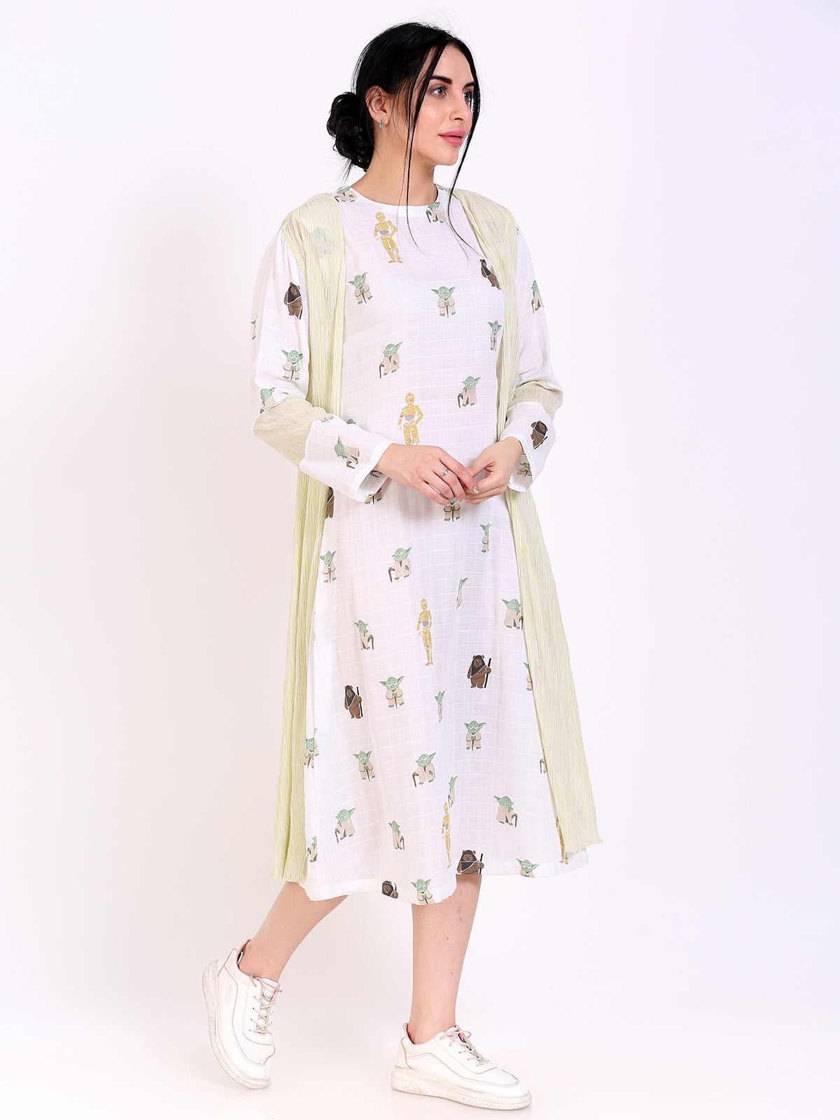Round neck printed dress