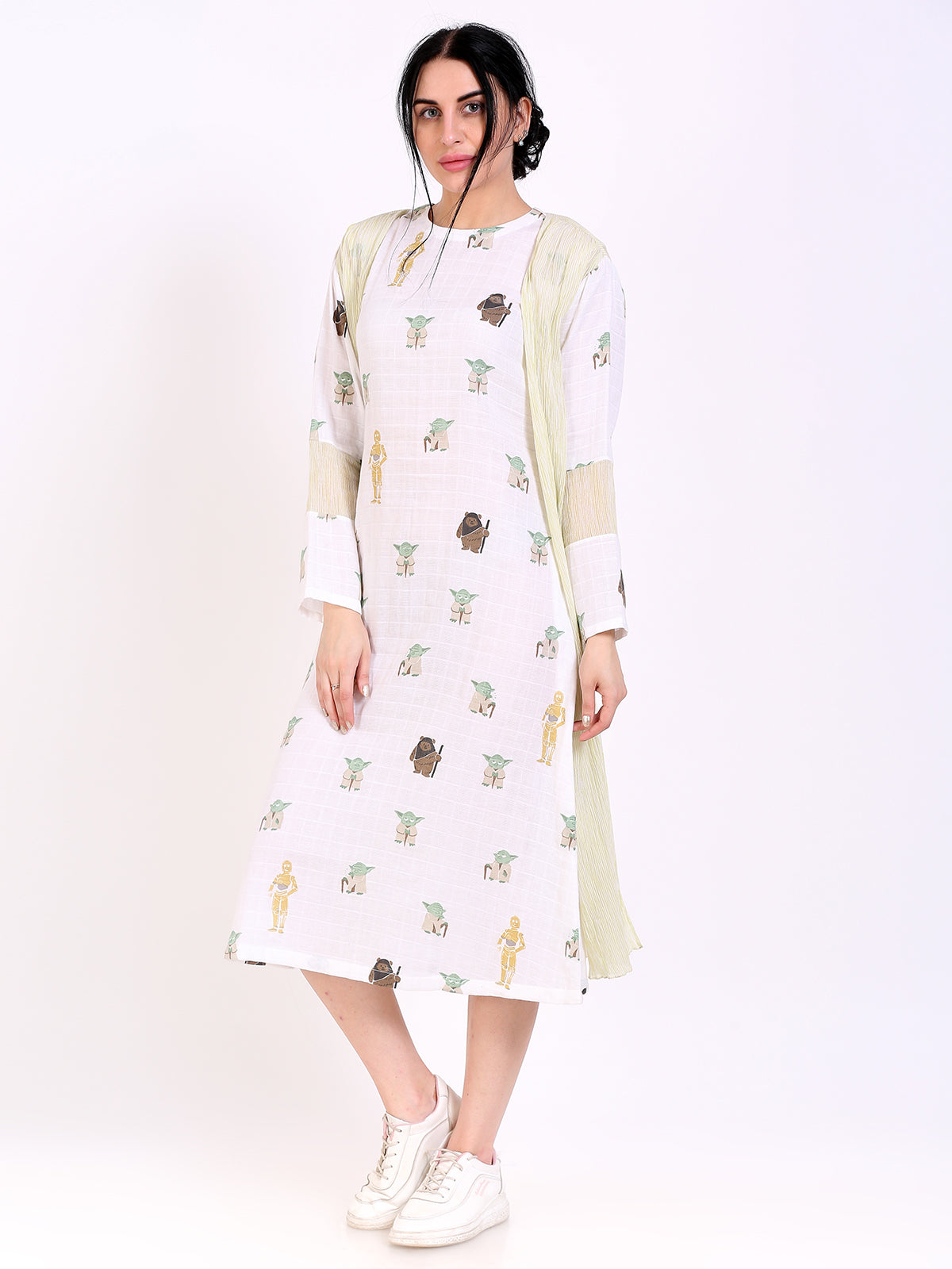 Round neck printed dress