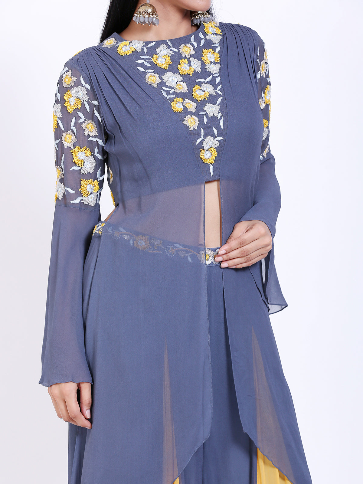 Embroidered crop top with palazzo