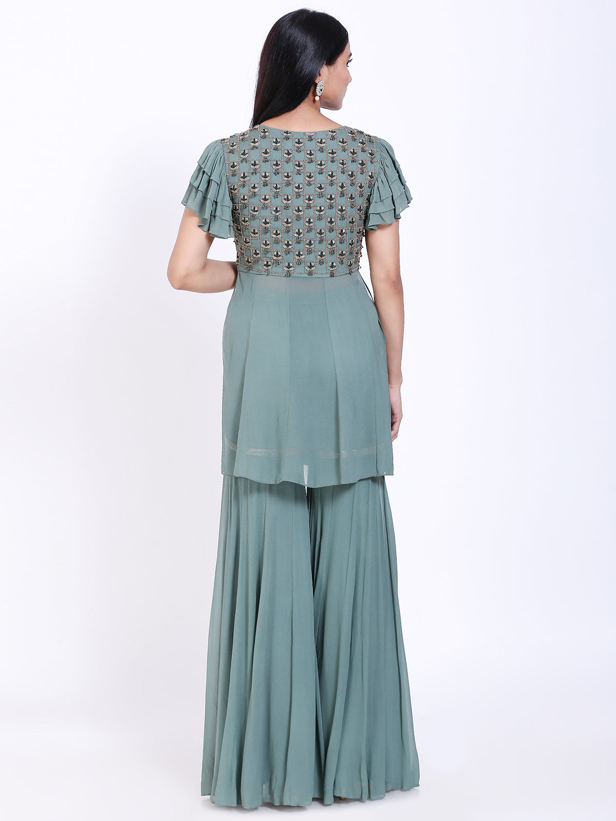 Embroidered sharara set