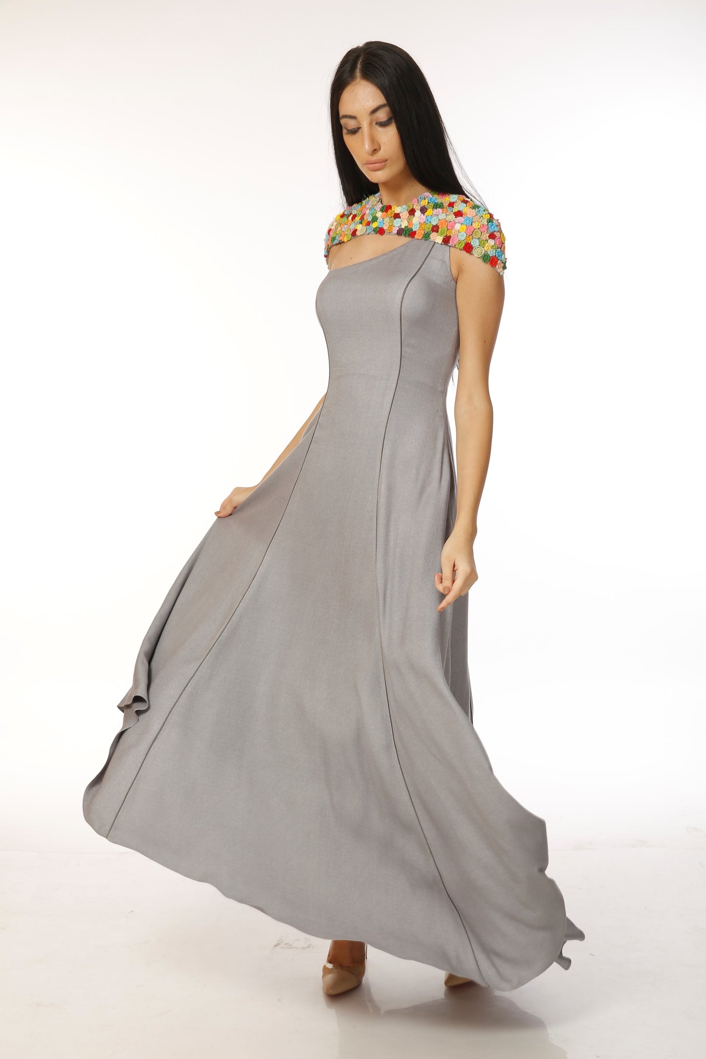 Caape style assymetric gown