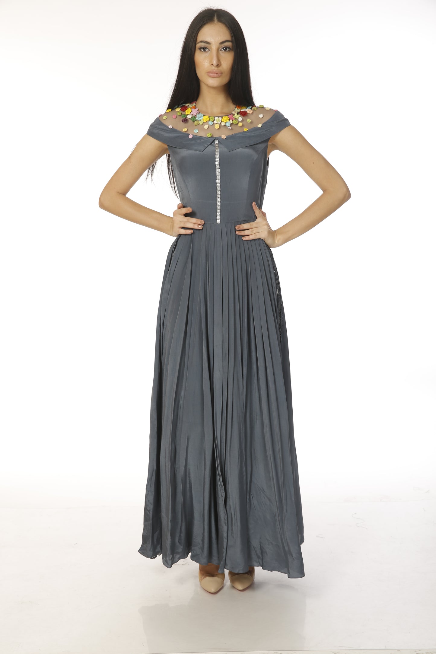 pleated gown