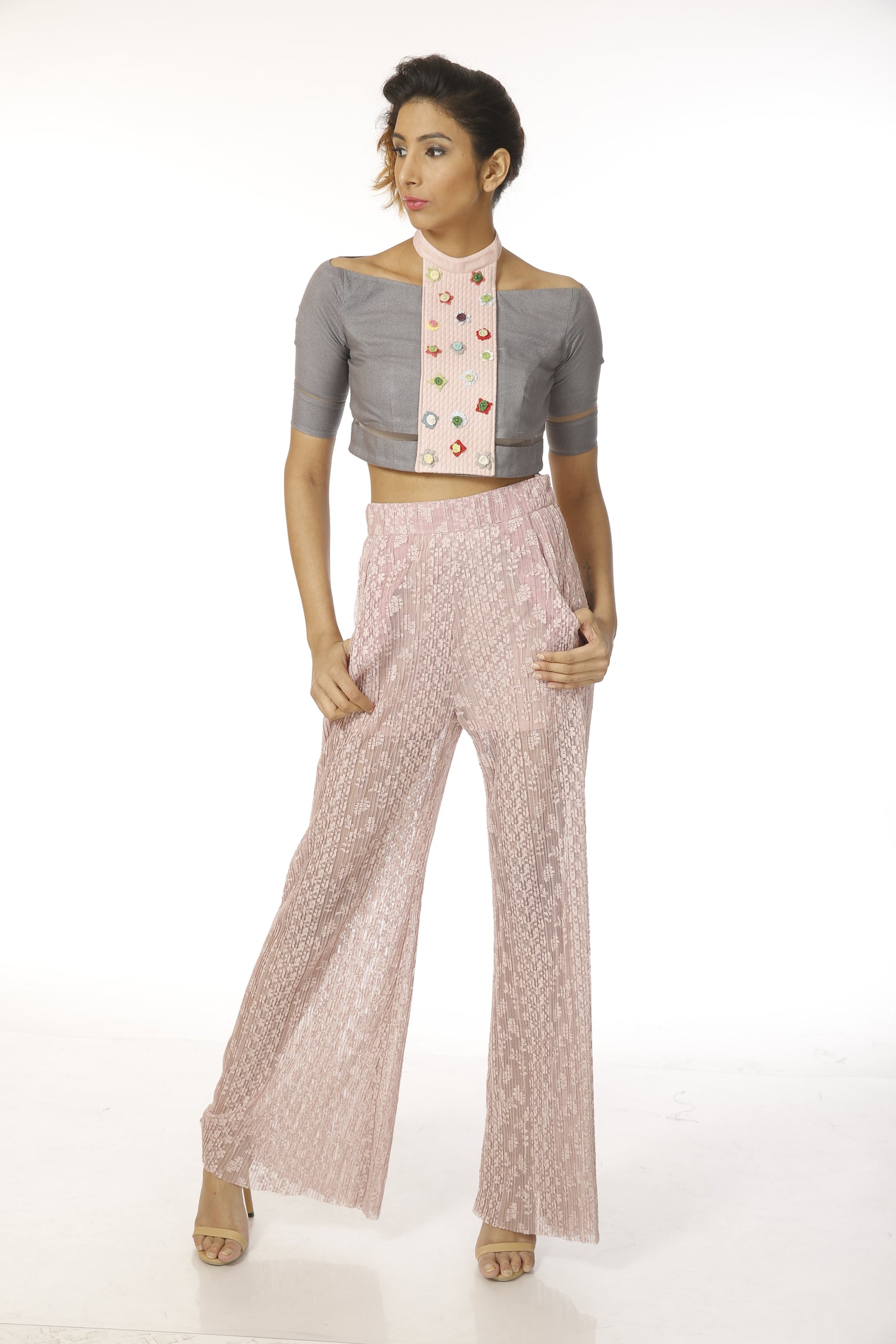 Crop top and loose pants