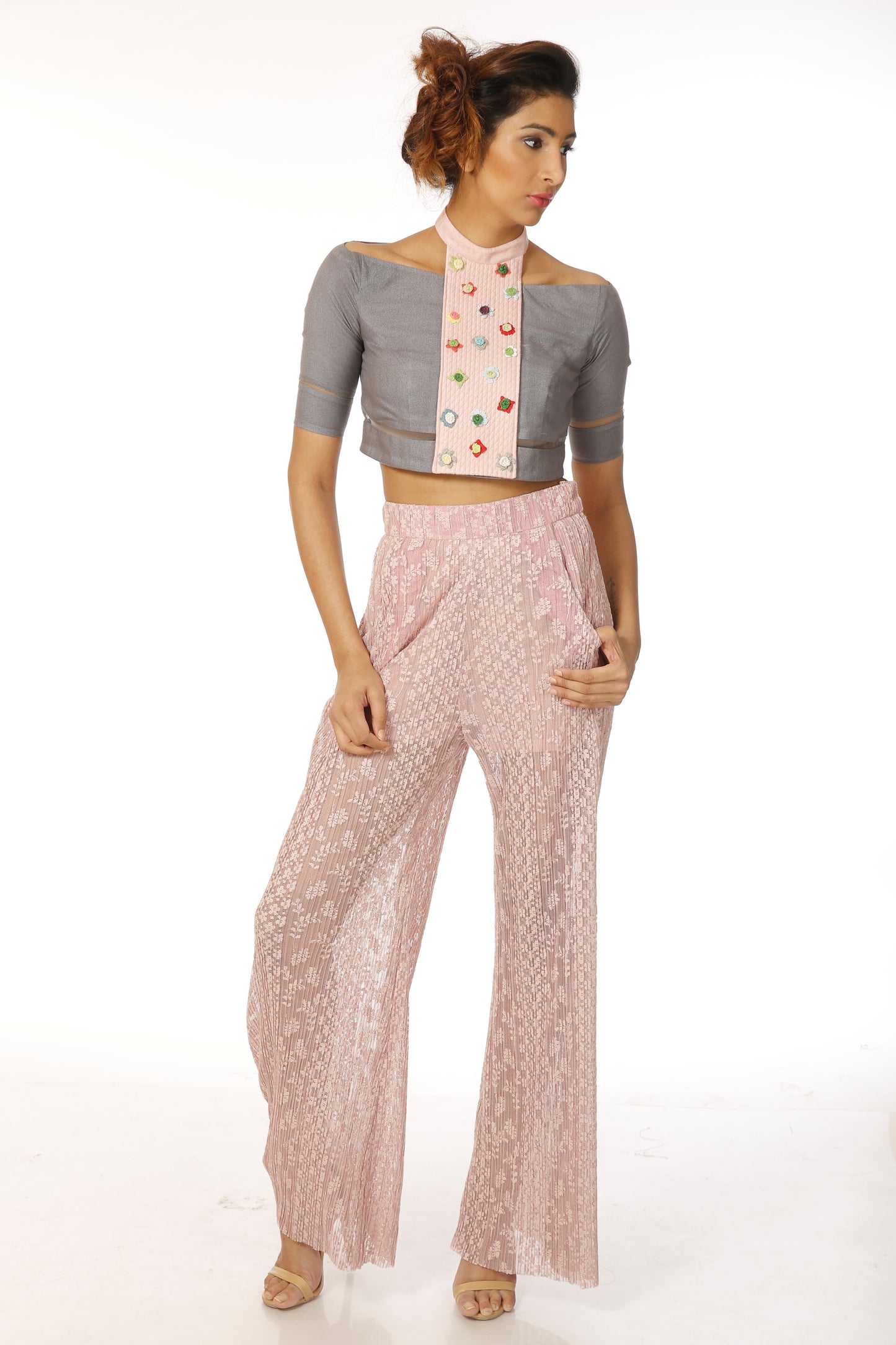 Crop top and loose pants