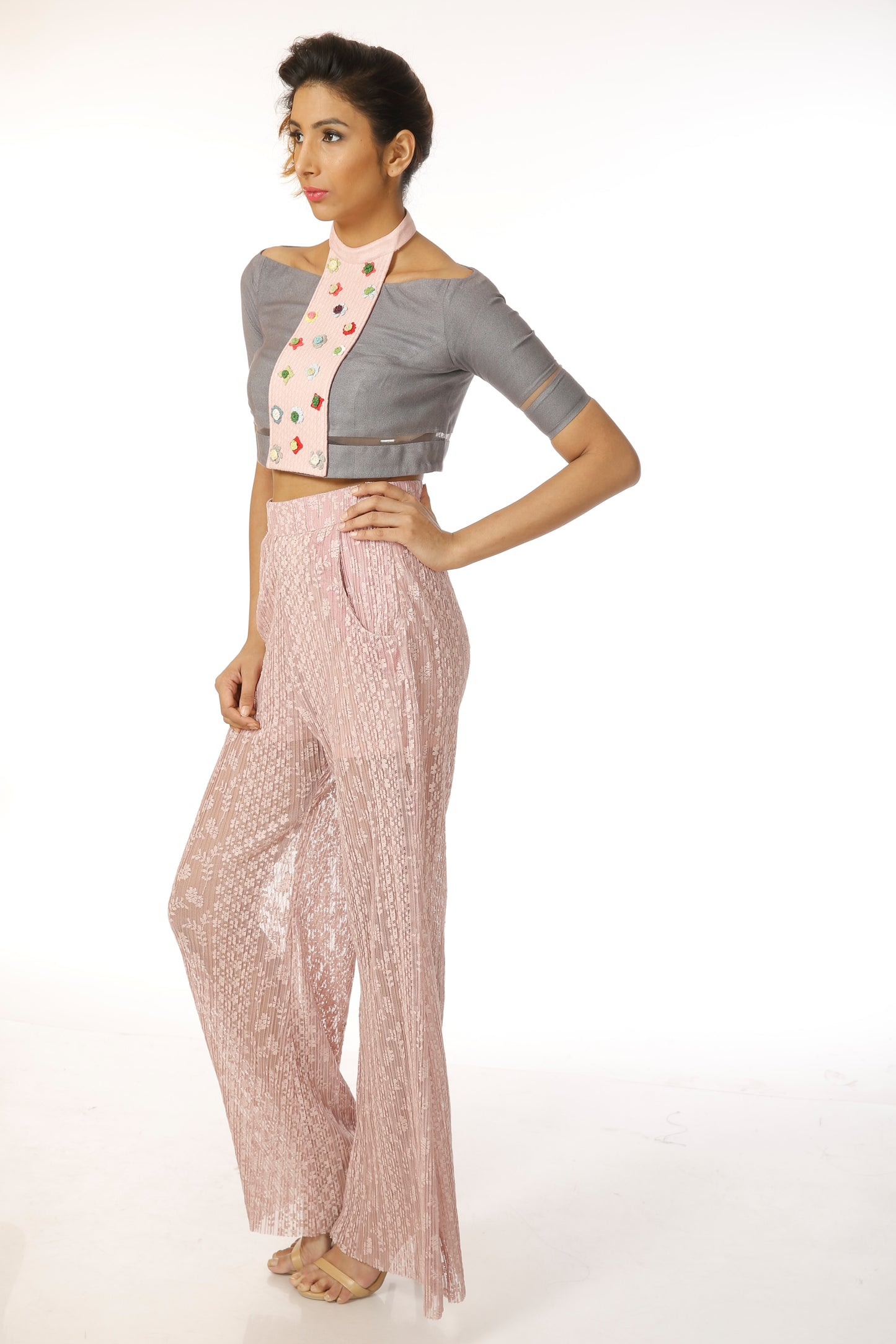 Crop top and loose pants