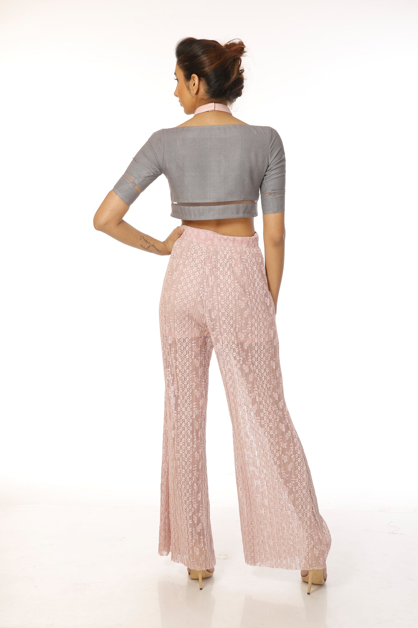 Crop top and loose pants