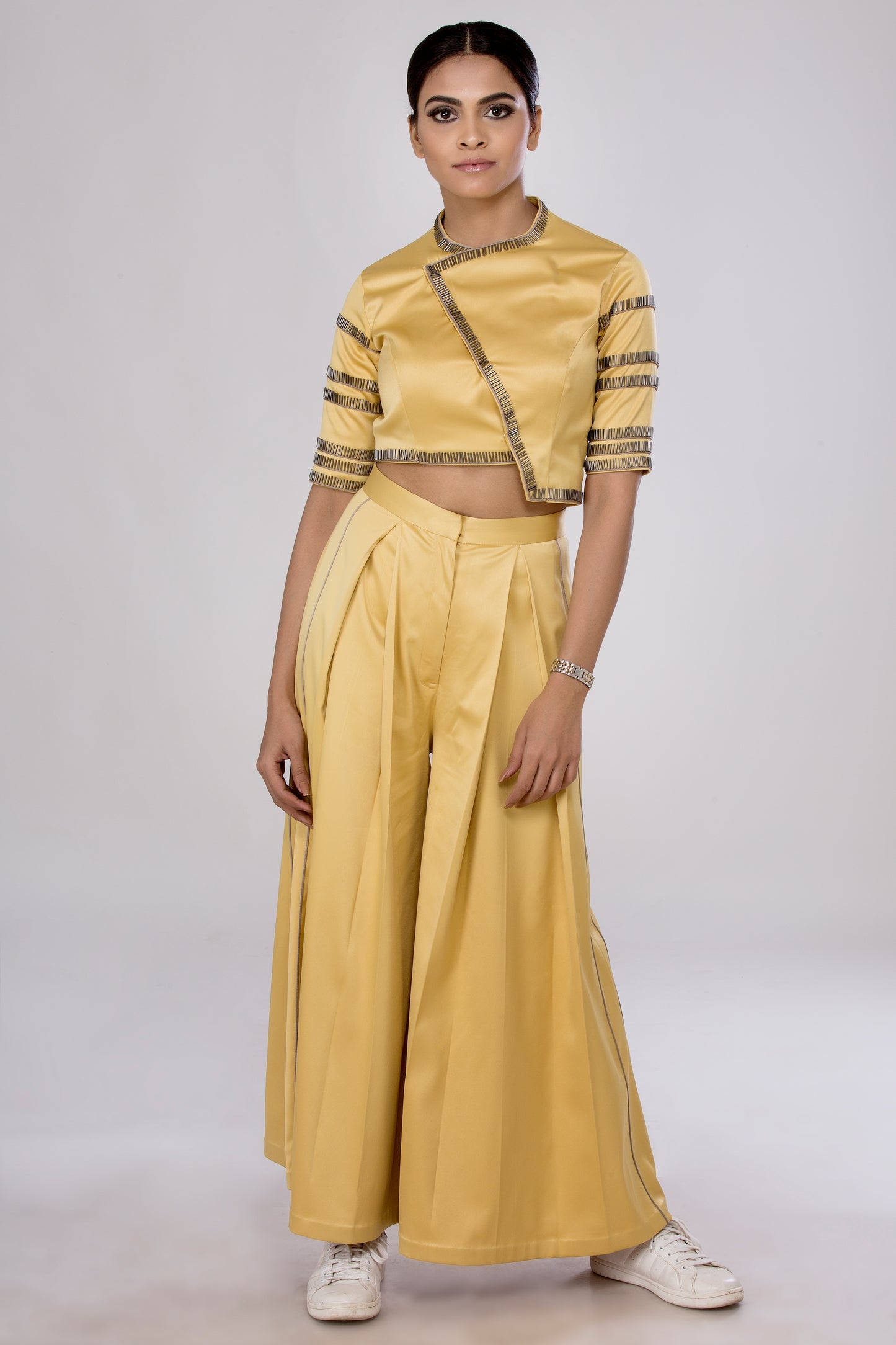 Asymmetric Top with Flared Pants