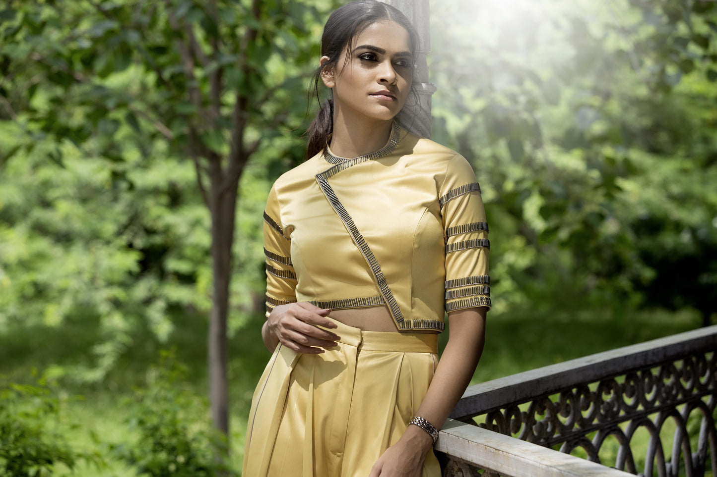 Asymmetric Top with Flared Pants