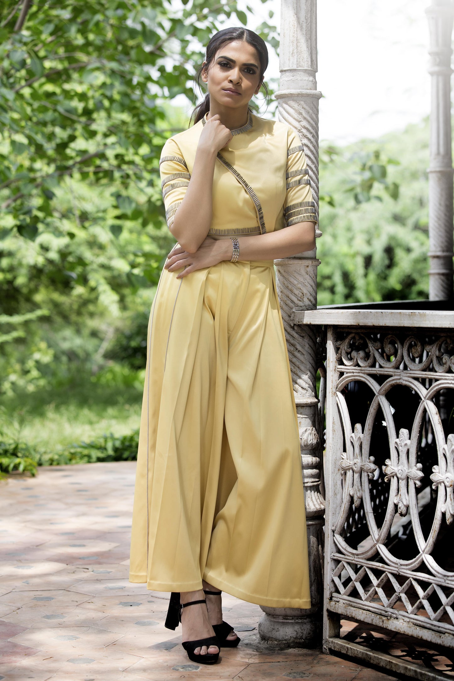 Asymmetric Top with Flared Pants