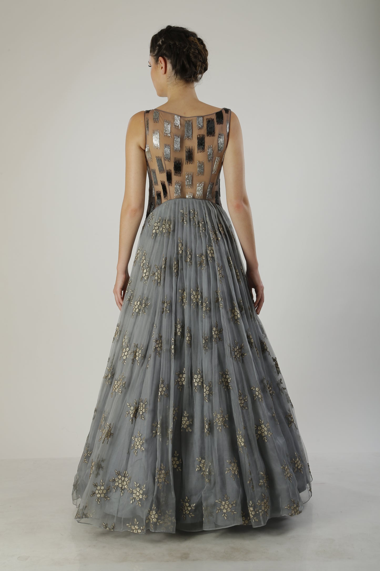 embroidered gown