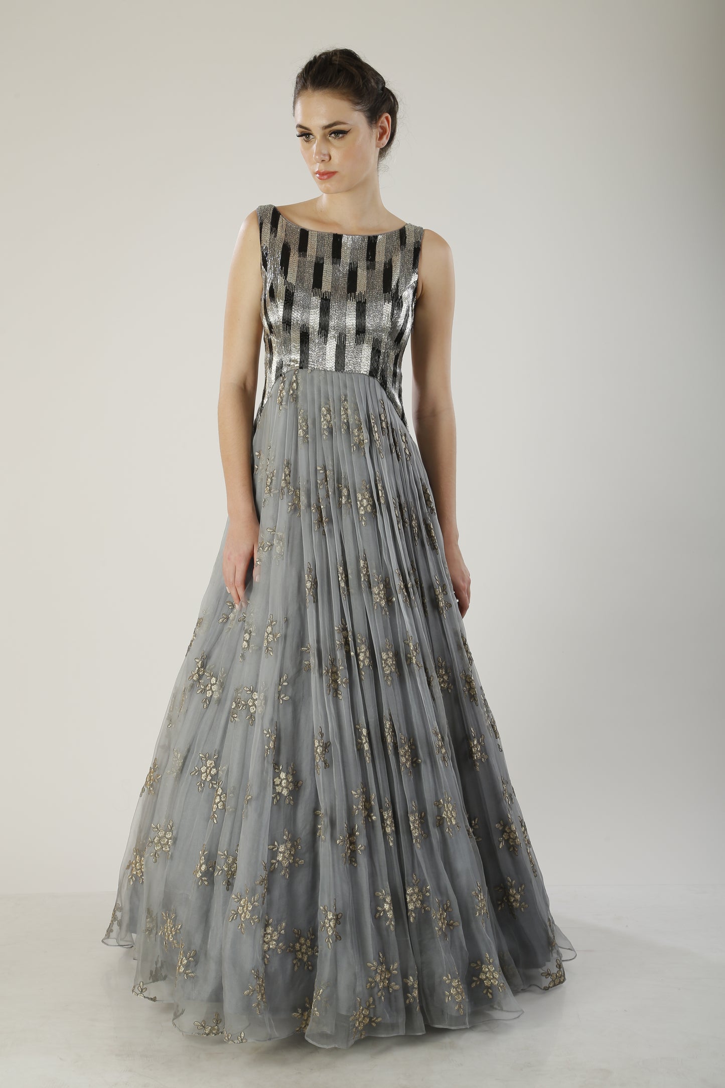 embroidered gown