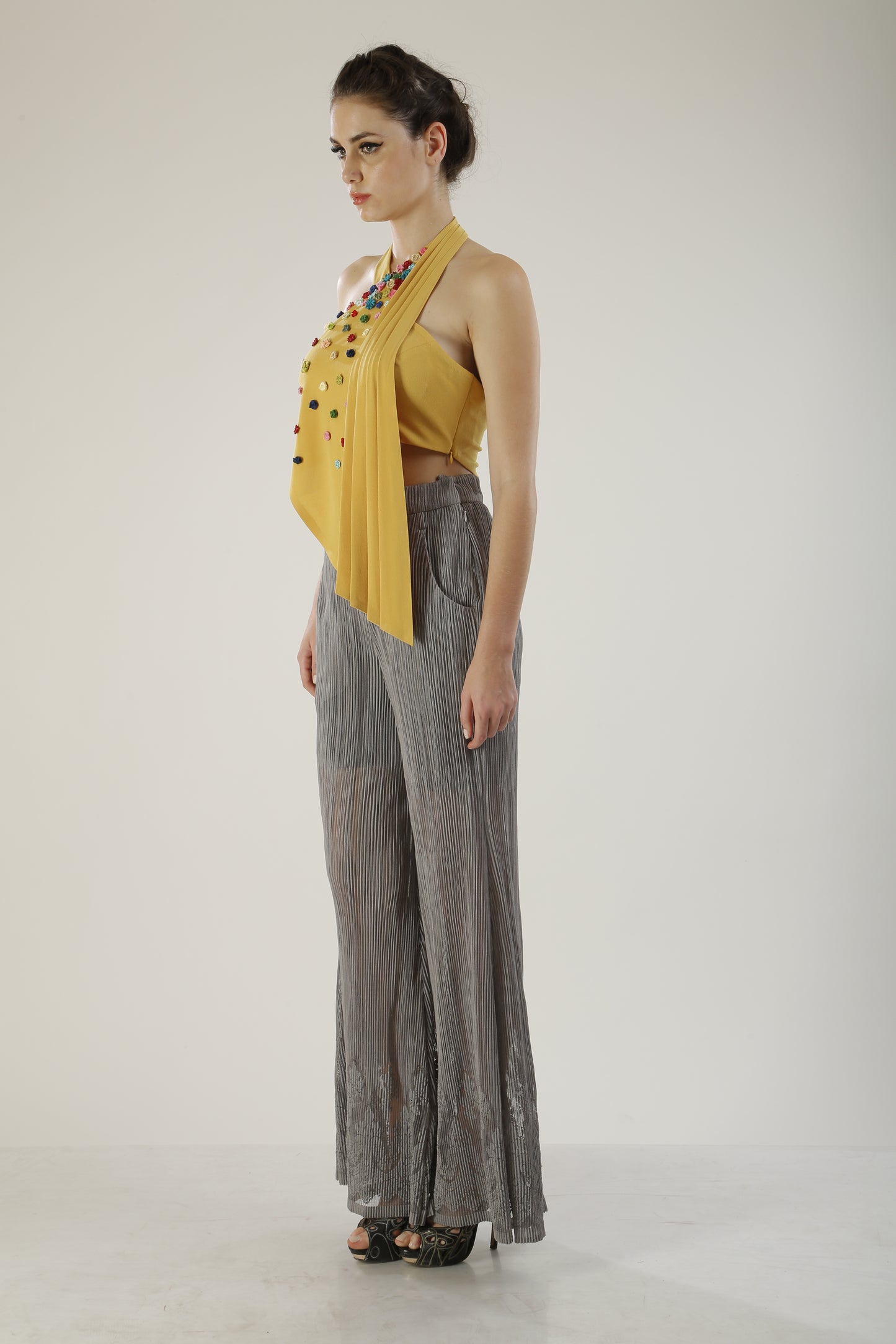 Crop top and loose pants