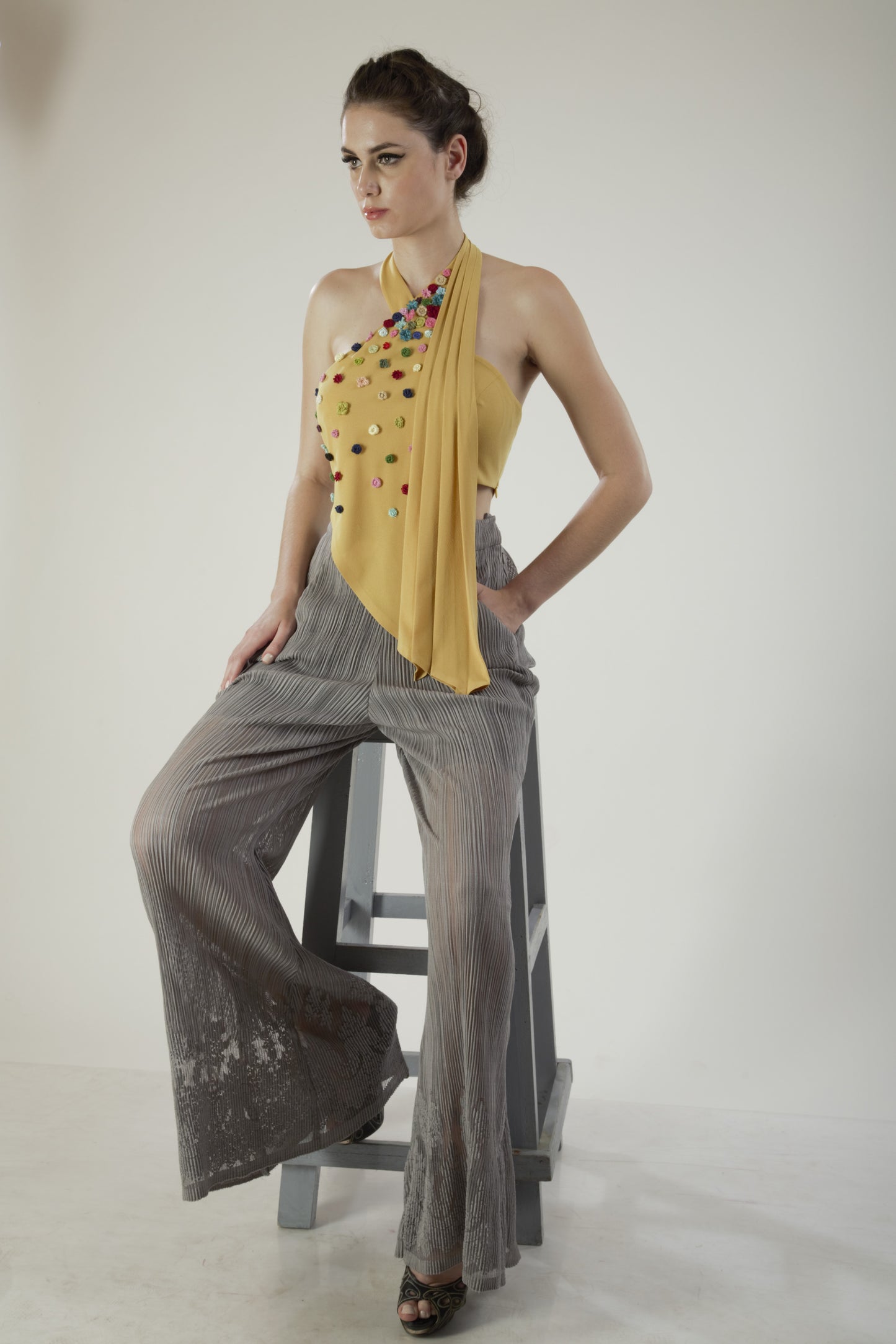 Crop top and loose pants