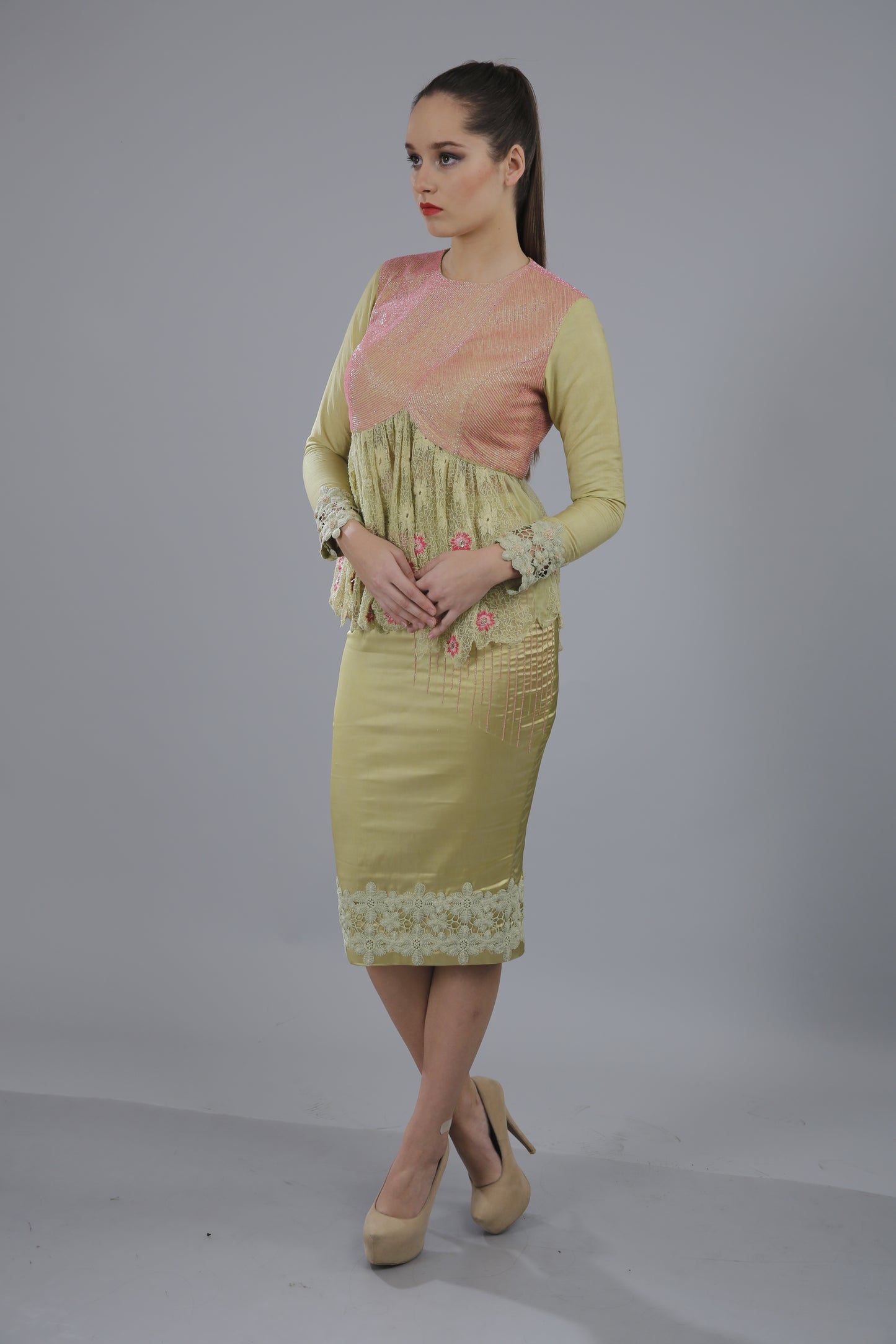 Peplum Style Top with Pencil Skirt