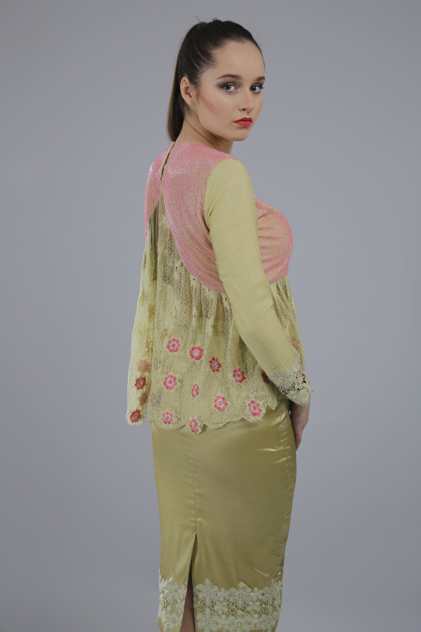Peplum Style Top with Pencil Skirt