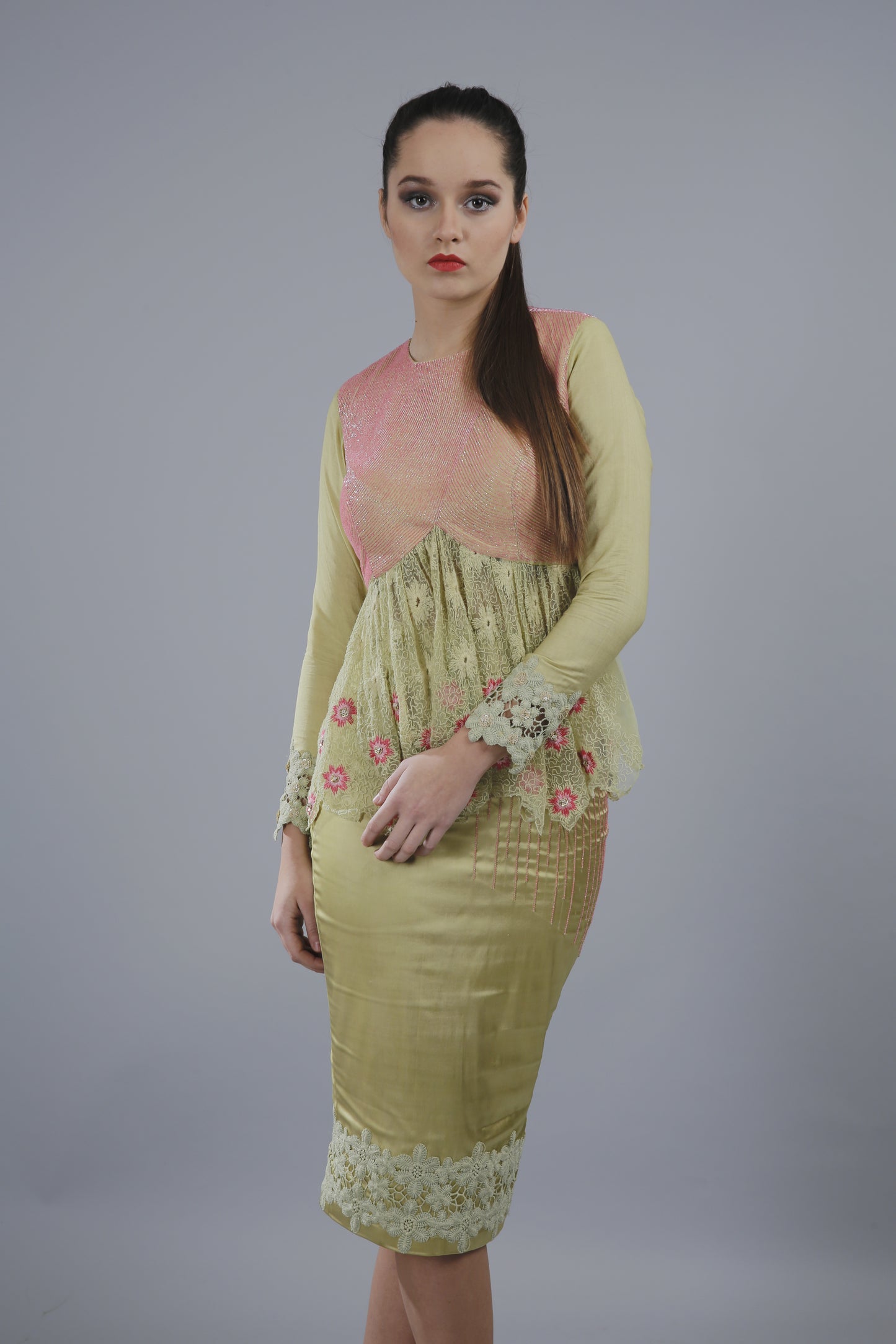 Peplum Style Top with Pencil Skirt