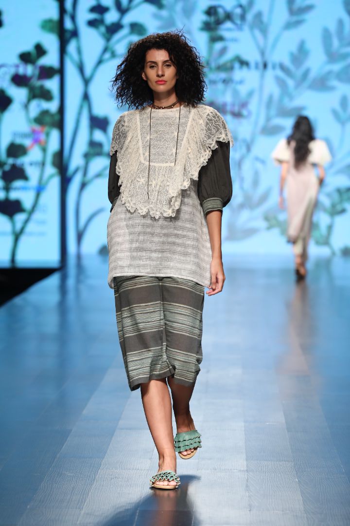 knee length dress with half jacket and a shrug