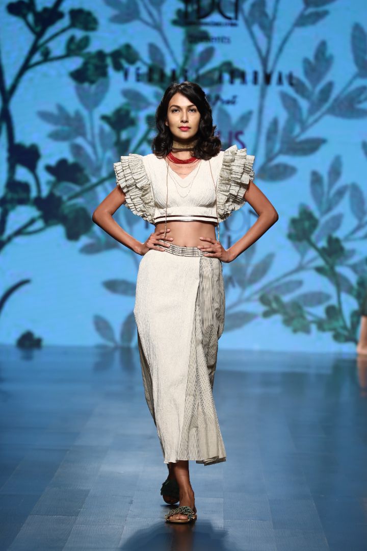 Crop top with saree pants