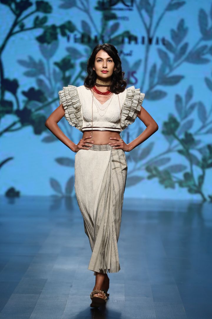 Crop top with saree pants