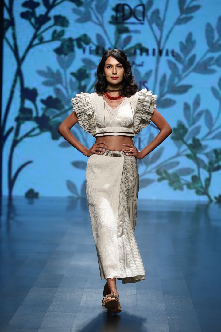 Crop top with saree pants