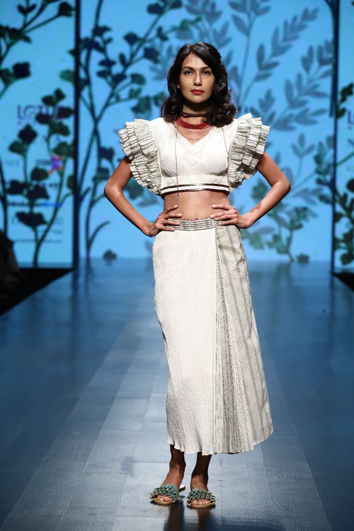 Crop top with saree pants