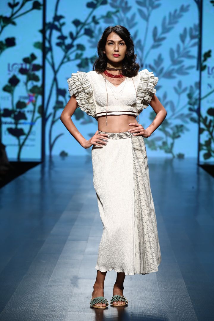 Crop top with saree pants