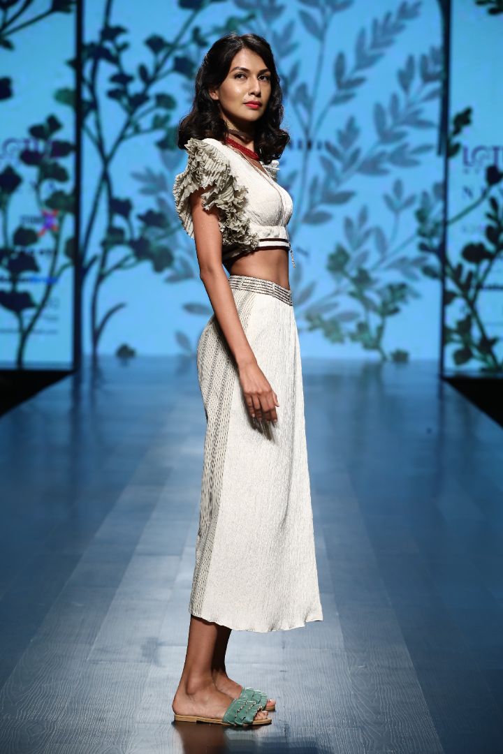 Crop top with saree pants