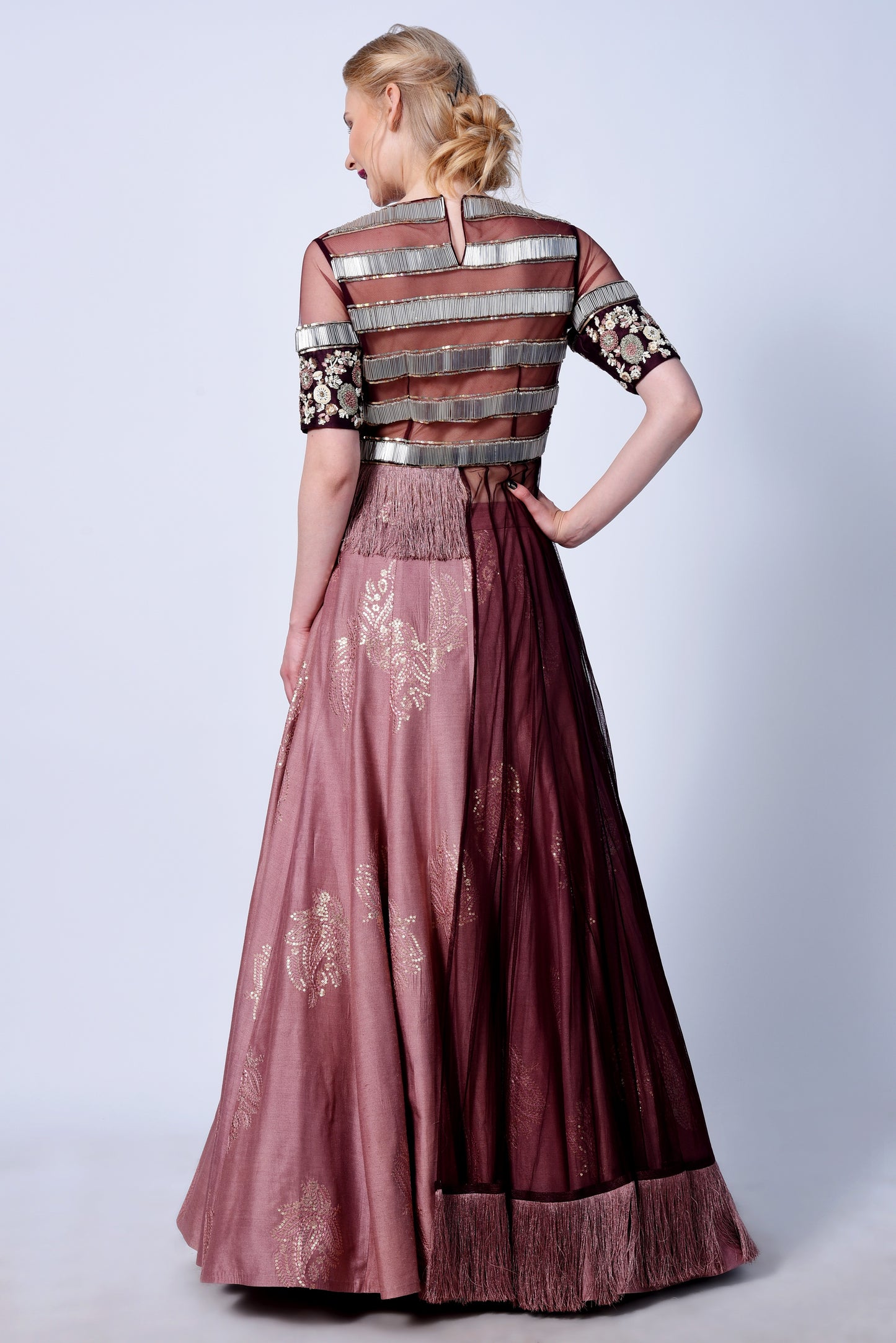 embroidered crop top & skirt