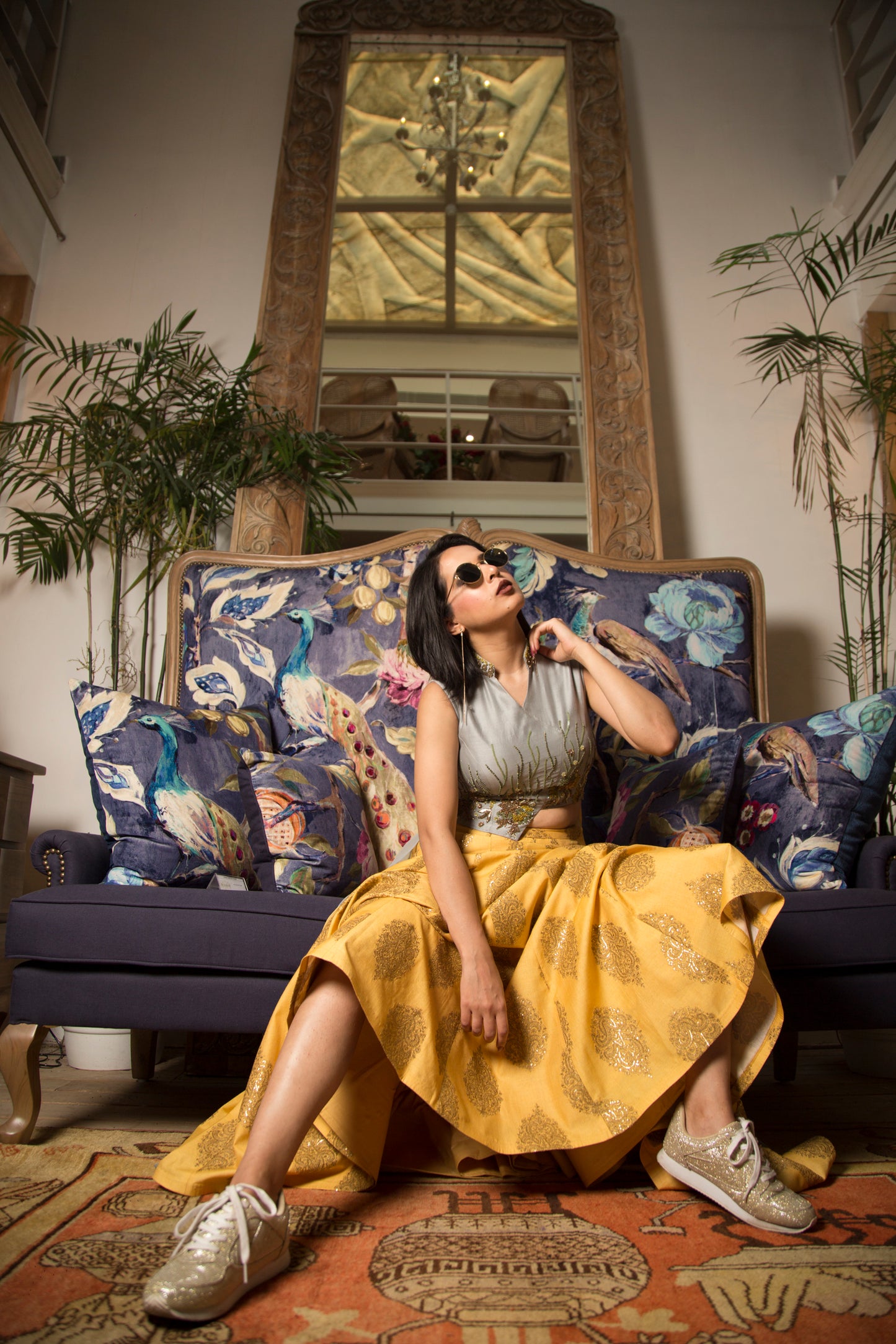 embroidered crop top & skirt
