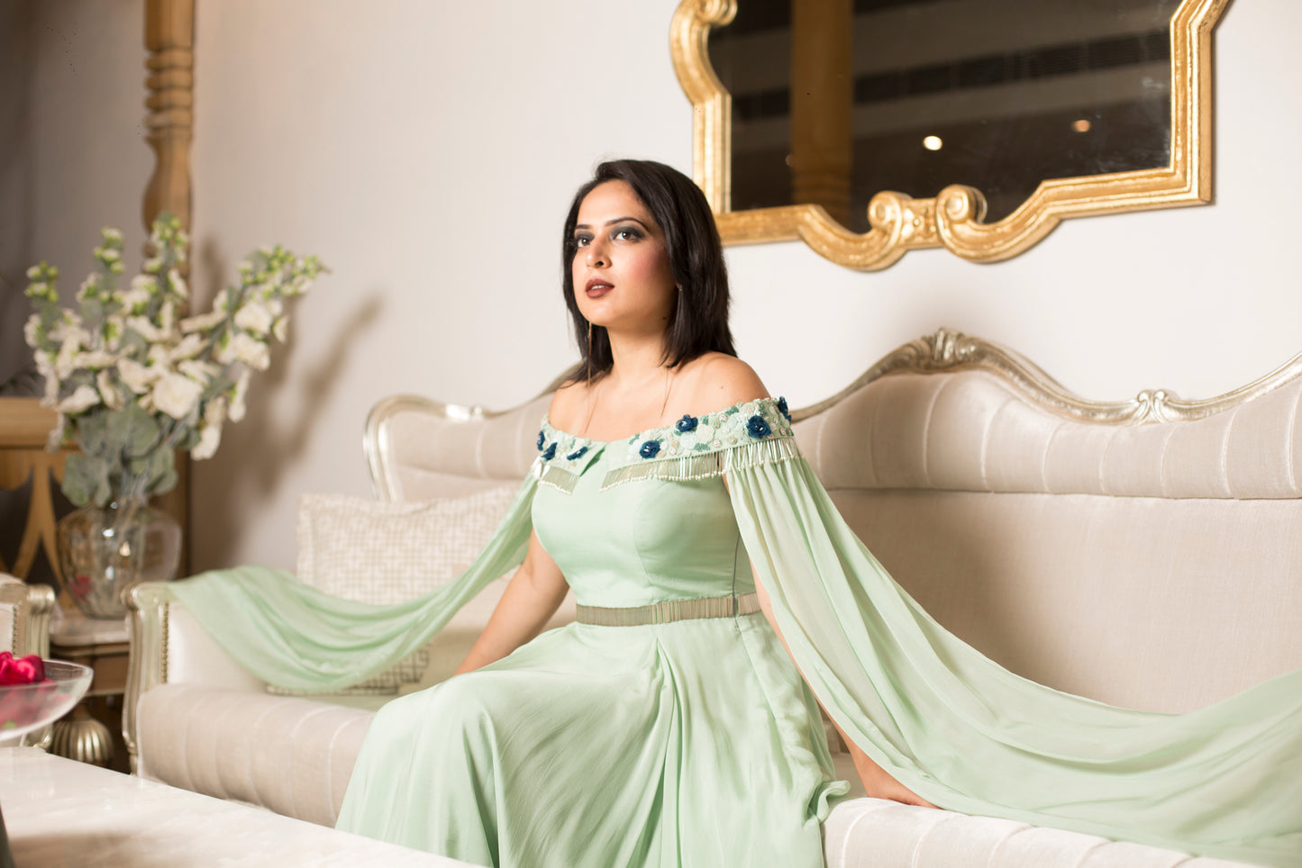 Embroidered gown