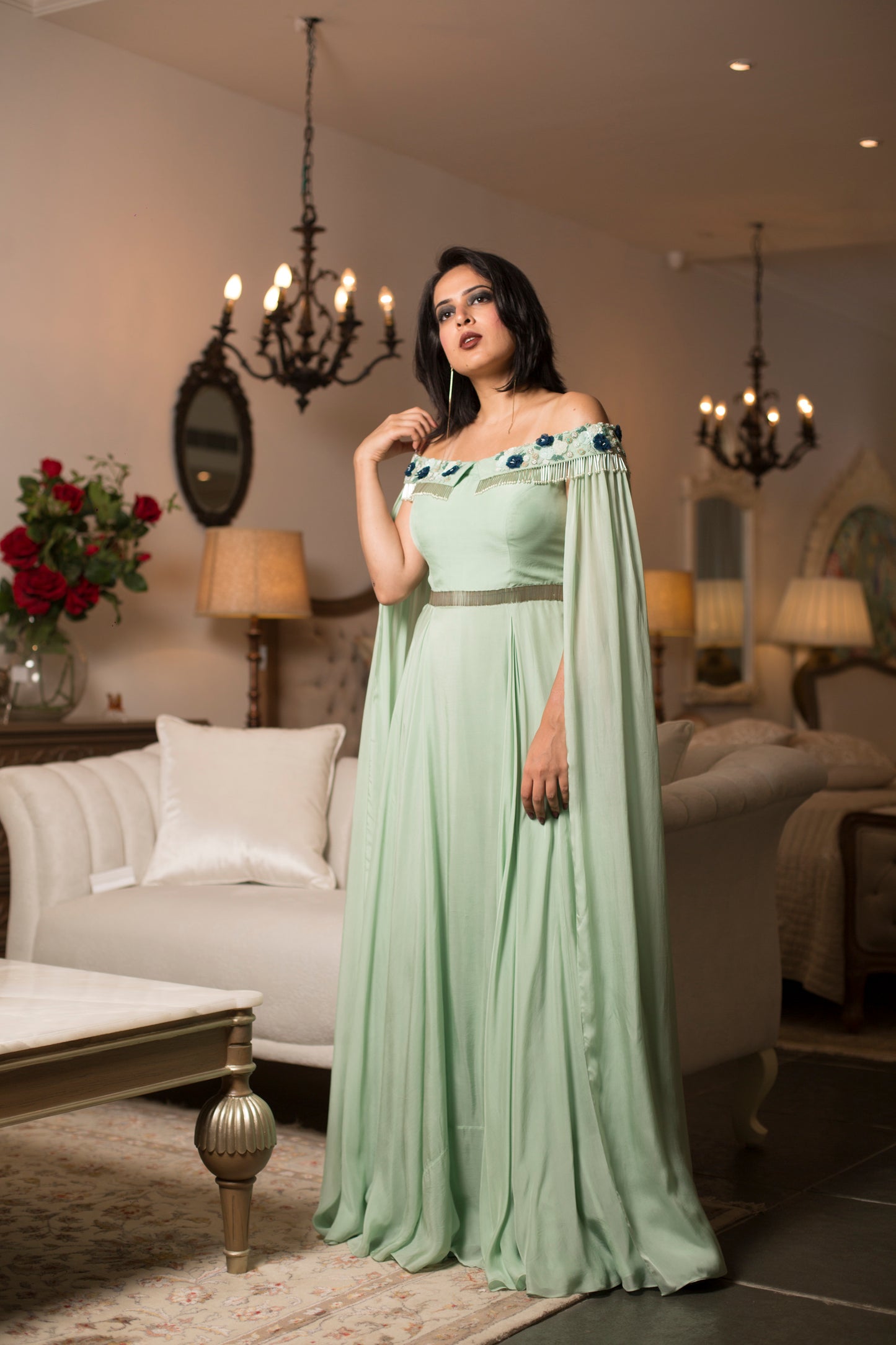 Embroidered gown