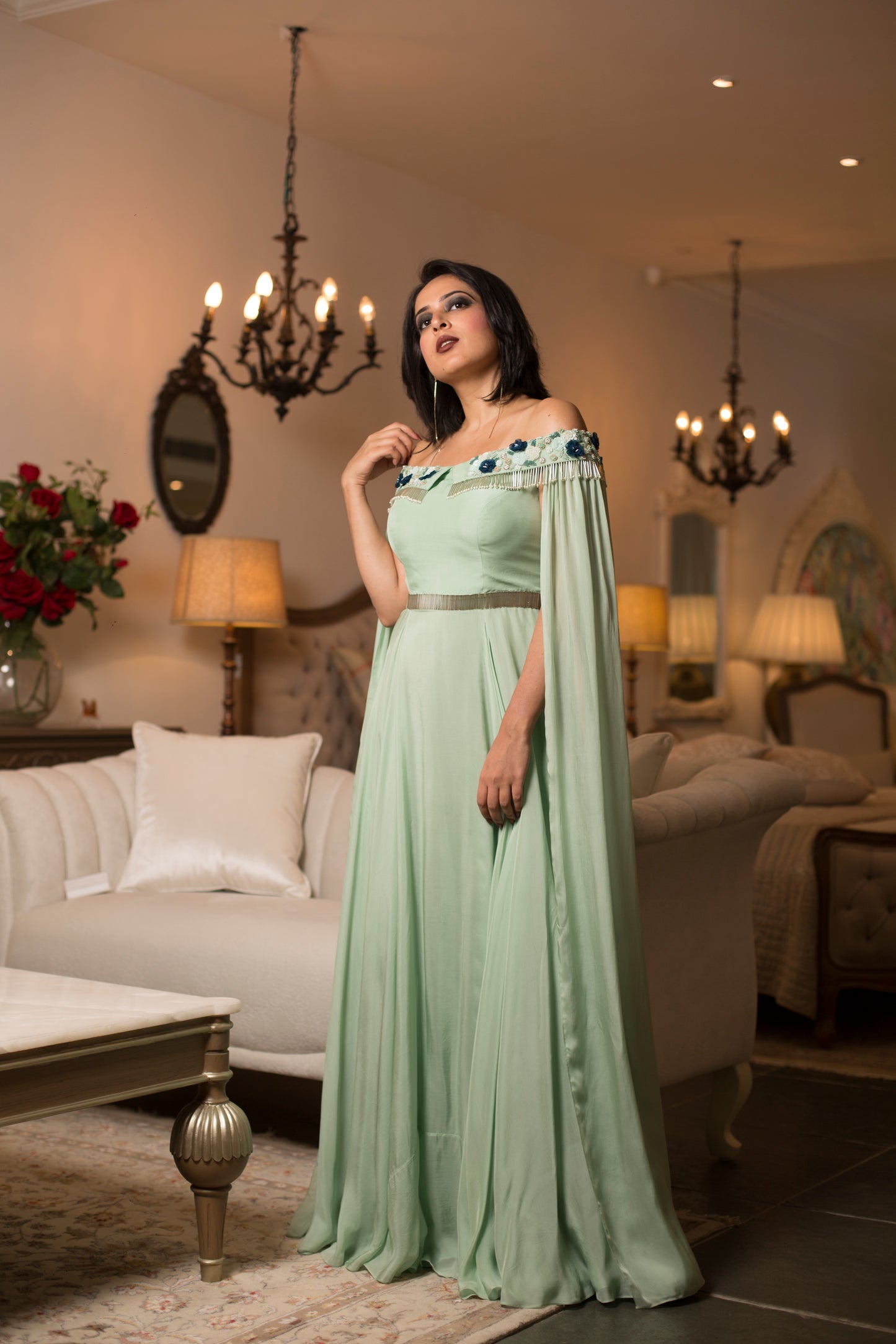 Embroidered gown