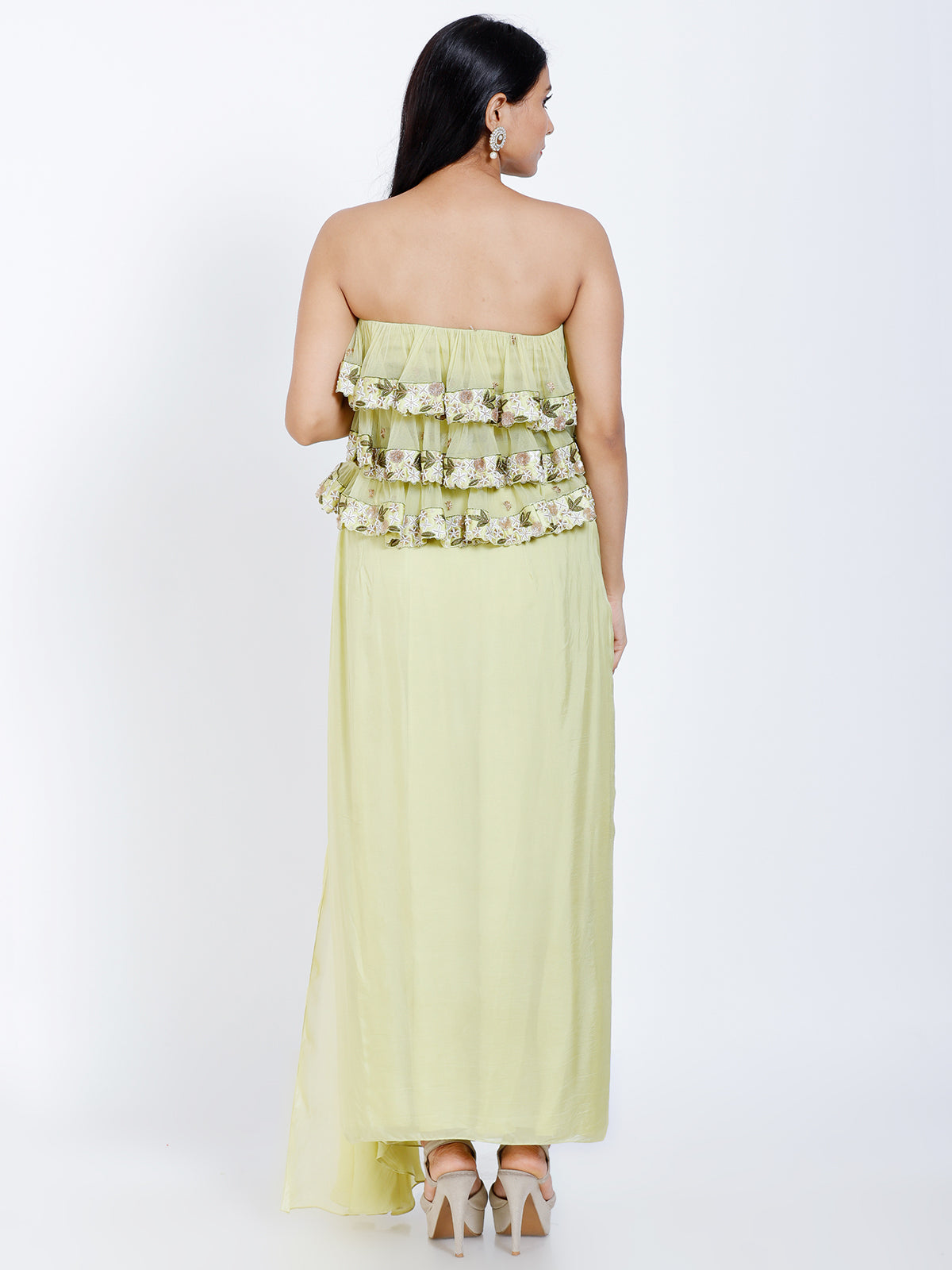 Crop top and draped skirt