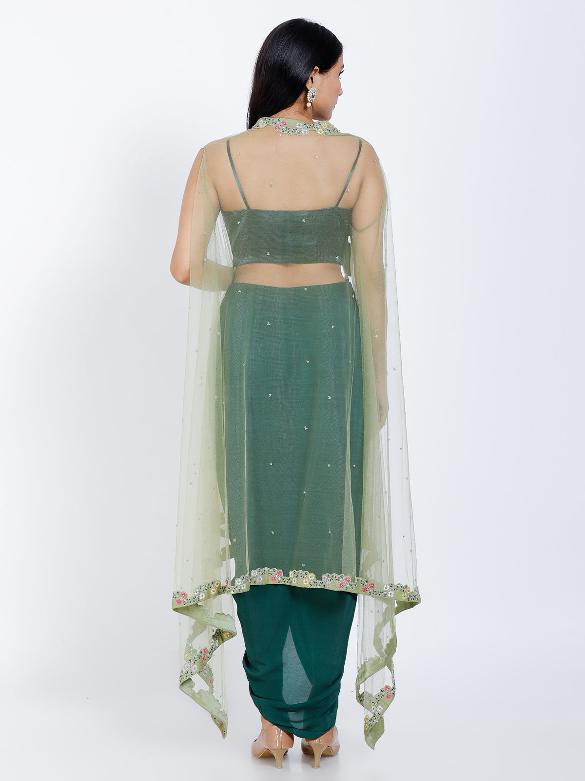 Embroidered jacket skirt set