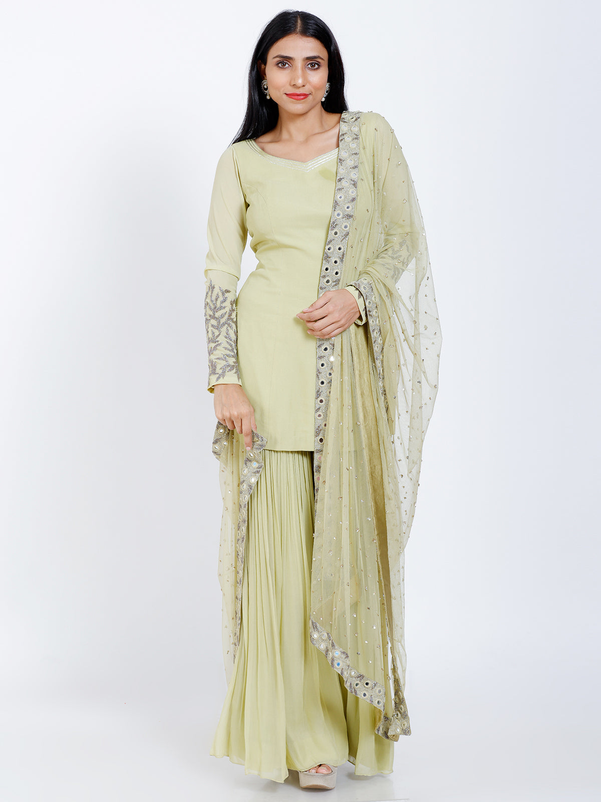 Embroidered sharara set