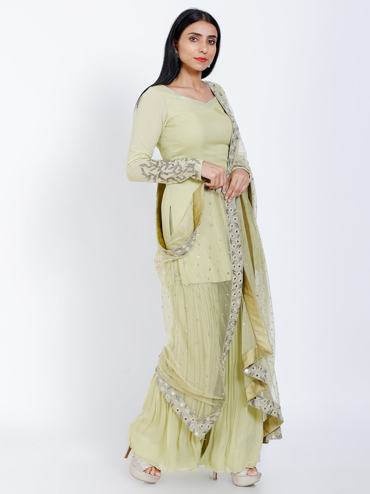 Embroidered sharara set