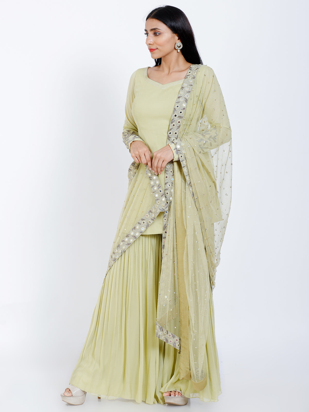 Embroidered sharara set