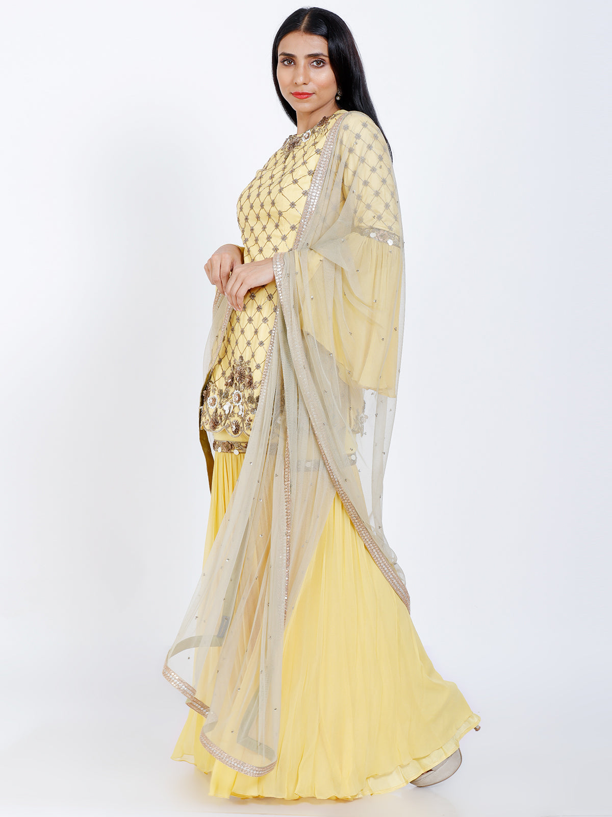Embroidered sharara set