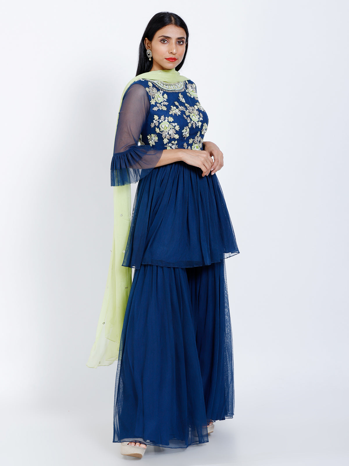 Embroidered sharara set