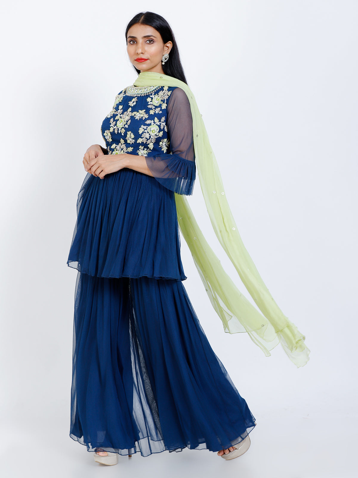 Embroidered sharara set